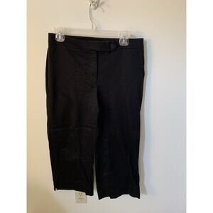 Jones New York Signature Stretch Womens 8 Capri Pants Mid Rise Black Wide Leg